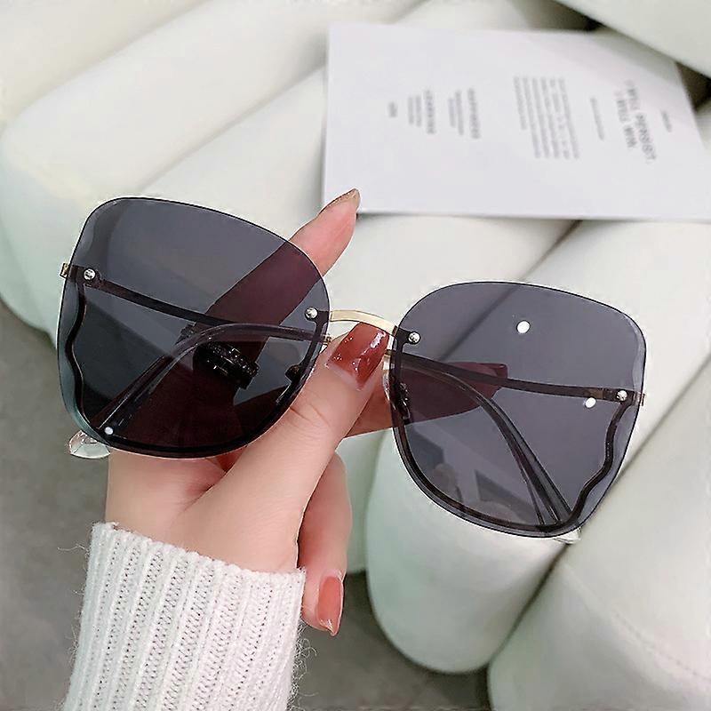 Firkantede solbriller Kvinde Mode Rimless Gradient Solbriller Brand Designer Damer Rammeløs Gradient Mirror Nuancer Briller
