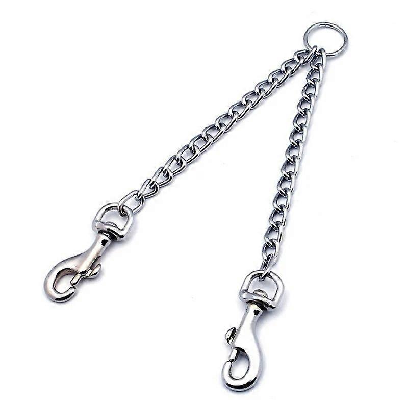 Metal Double Dog Leash Coupler Chew Proof Tangle Free Dual Pet Dog Leash Extension Splitter Lead for 2 Dogs 40cm 50cm 60cm 70cm