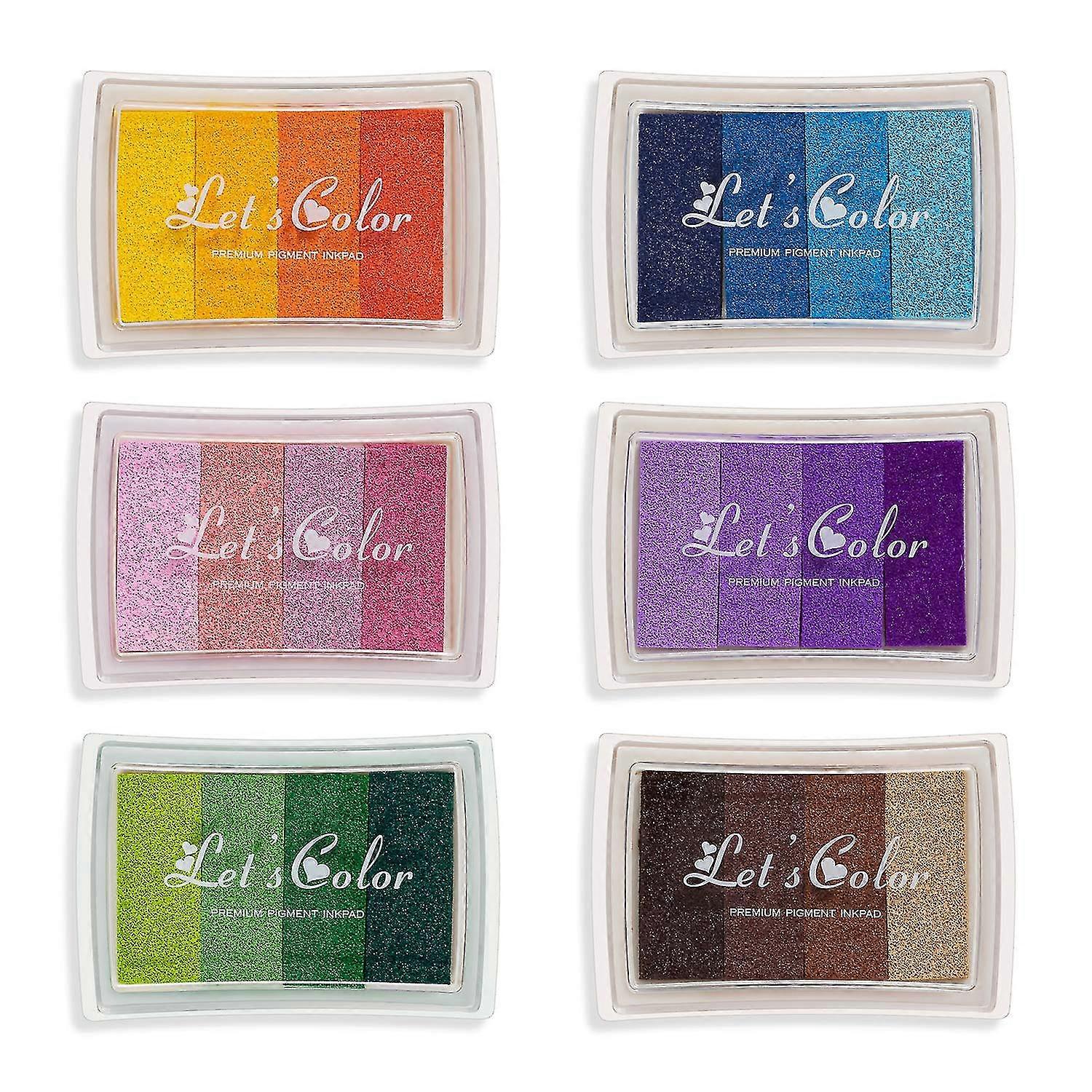 24 Colors/6 Set Ink Pad Set ,washable Diy Ink Pads For Kids