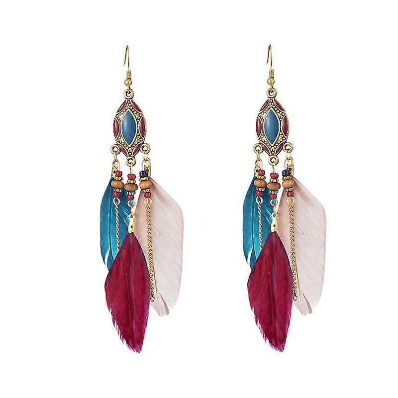 Feather earrings deep color