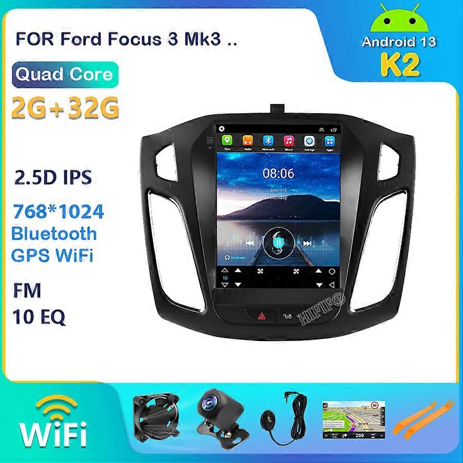 Car Radio Multimedia android 13 Player For Ford Focus 3 Mk3 2012 -2019 For Tesla Style Screen Navigation 2 din GPS 2din Video 4G