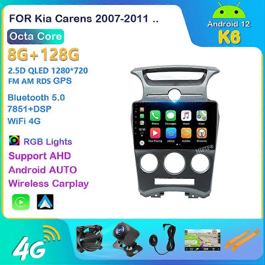 2.5D + IPS Android12 8 + 128G راديو السيارة لكيا كارينز 2007 2008 2009 2010 2011 نظام تحديد المواقع العالمي (GPS) الملاحة مشغل الوسائط المتعددة وحدة رأس ستيريو HU