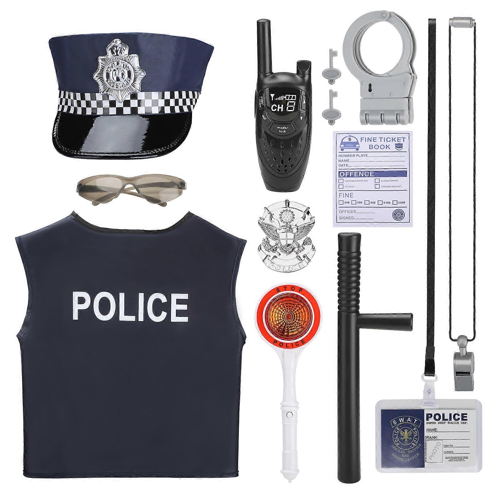 Kids Police Toy Shirt Hat Whistle Costume Plastic Gift Cospaly Children