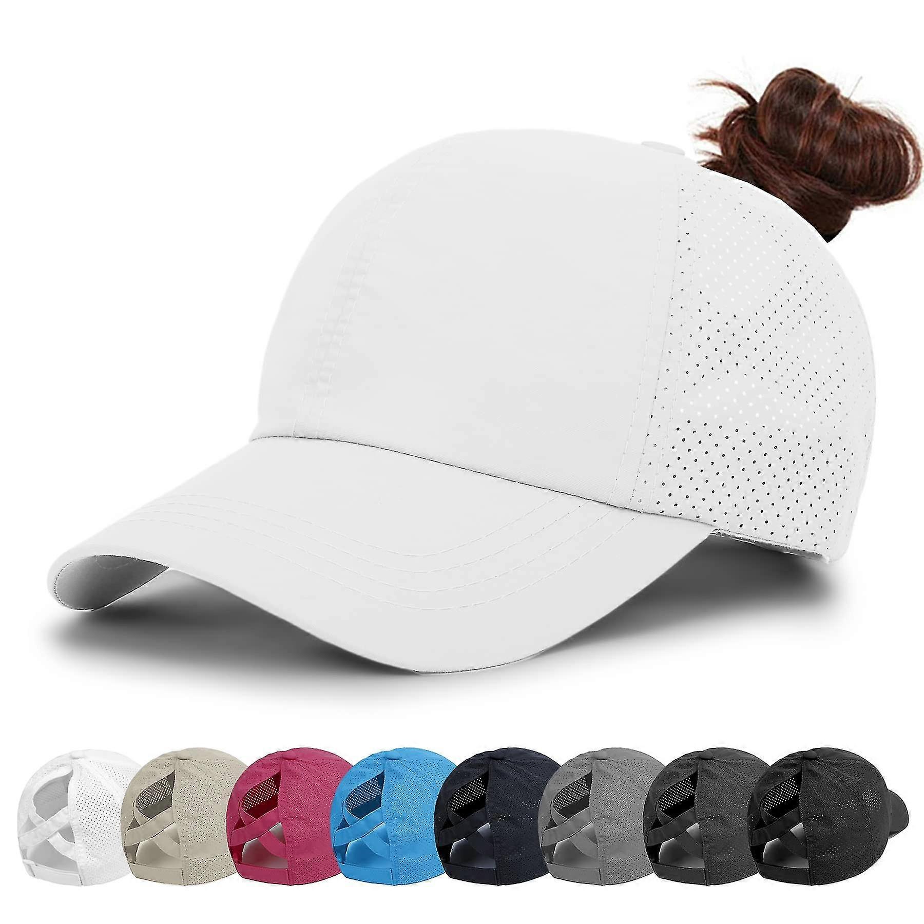 Womens Criss Cross Ponytail Baseball Cap Adjustable High Messy Bun Ponycap Quick Drying Hat