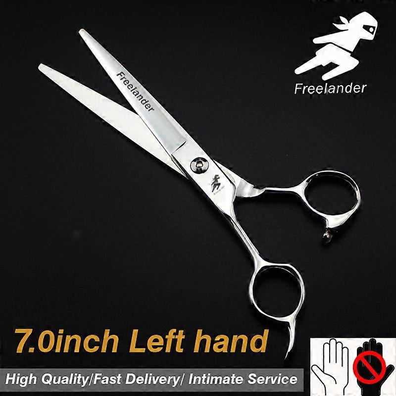 7,0 polegadas de alta qualidade 440C mão esquerda Pet tesoura cabeleireiro tesoura corte plano