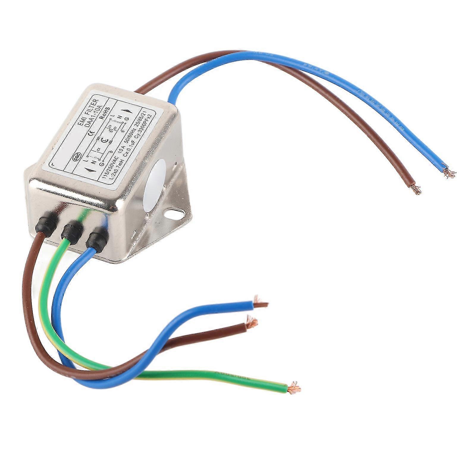 Universal Single Phase Power Wire Filter AC115 250V - Power Line EMI Filter and Noise Suppressor for Industrial Automation