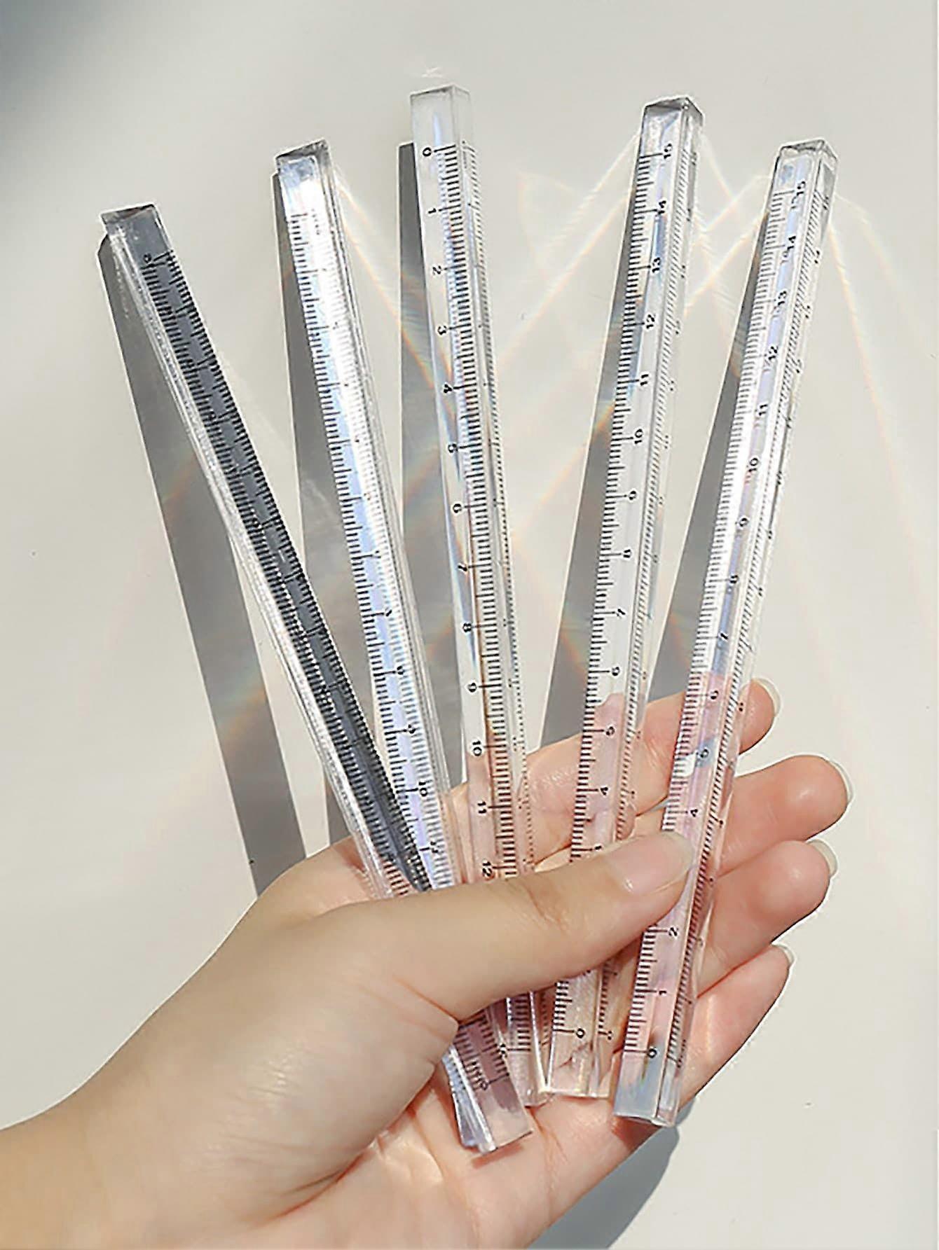 1pc Transparent Triangle Ruler, Cute Multifunctional Unmarked Student Stationery Scale Tool