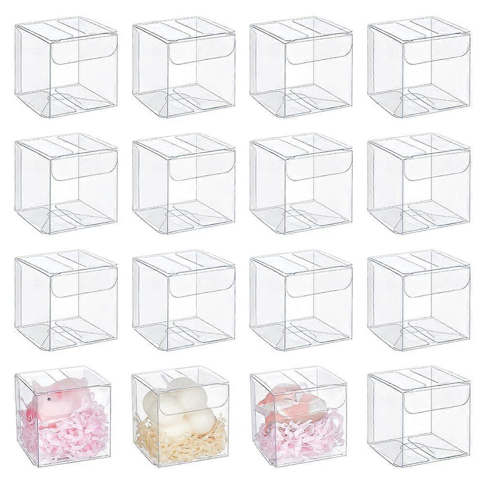 Transparent PET Tea Storage Boxes Square Clear 5x5x5cm