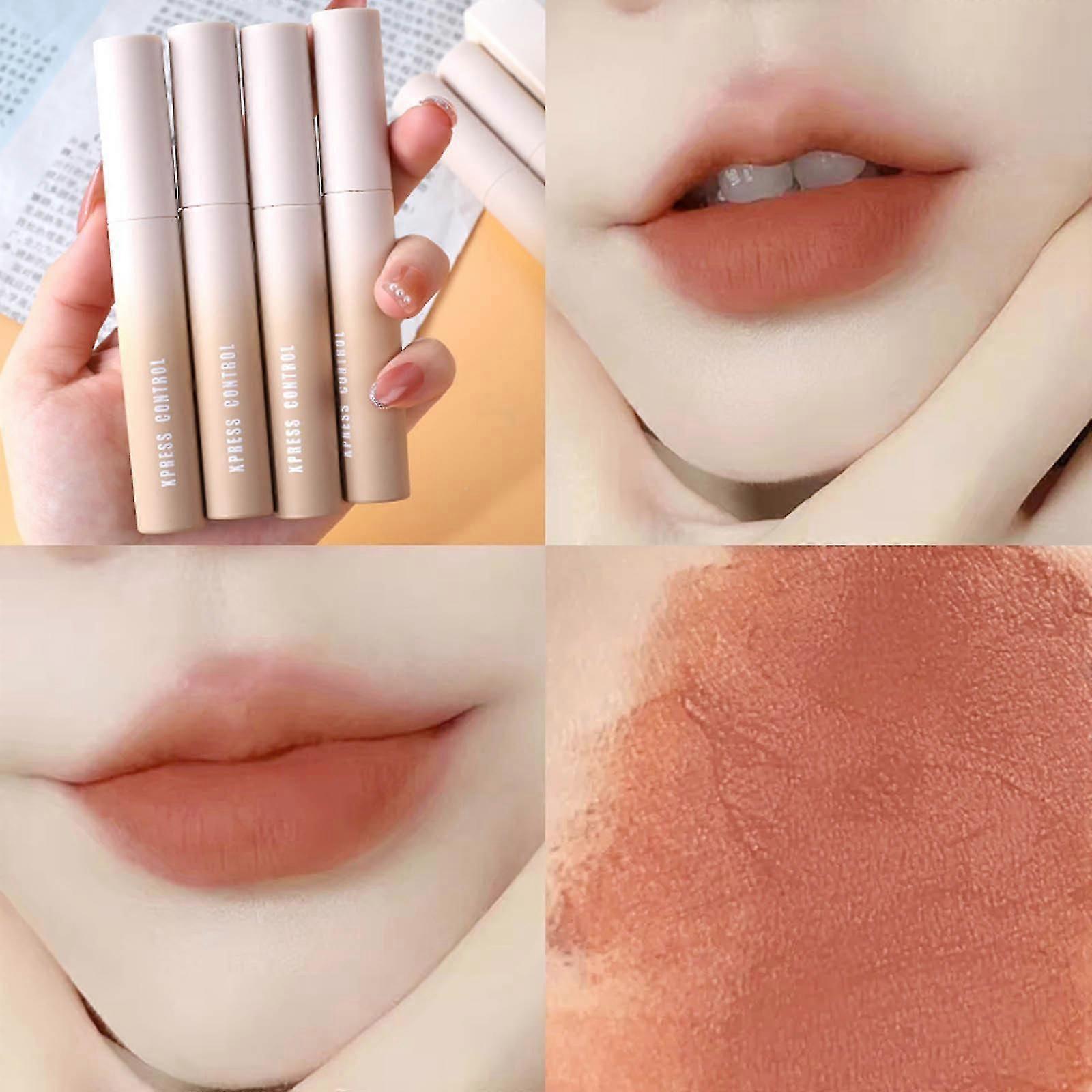 White Brown Gradient Tube Soft Matte, Glaçure à lèvres sans tache, Pâte à lèvres à double usage non séchante, Blanchiment