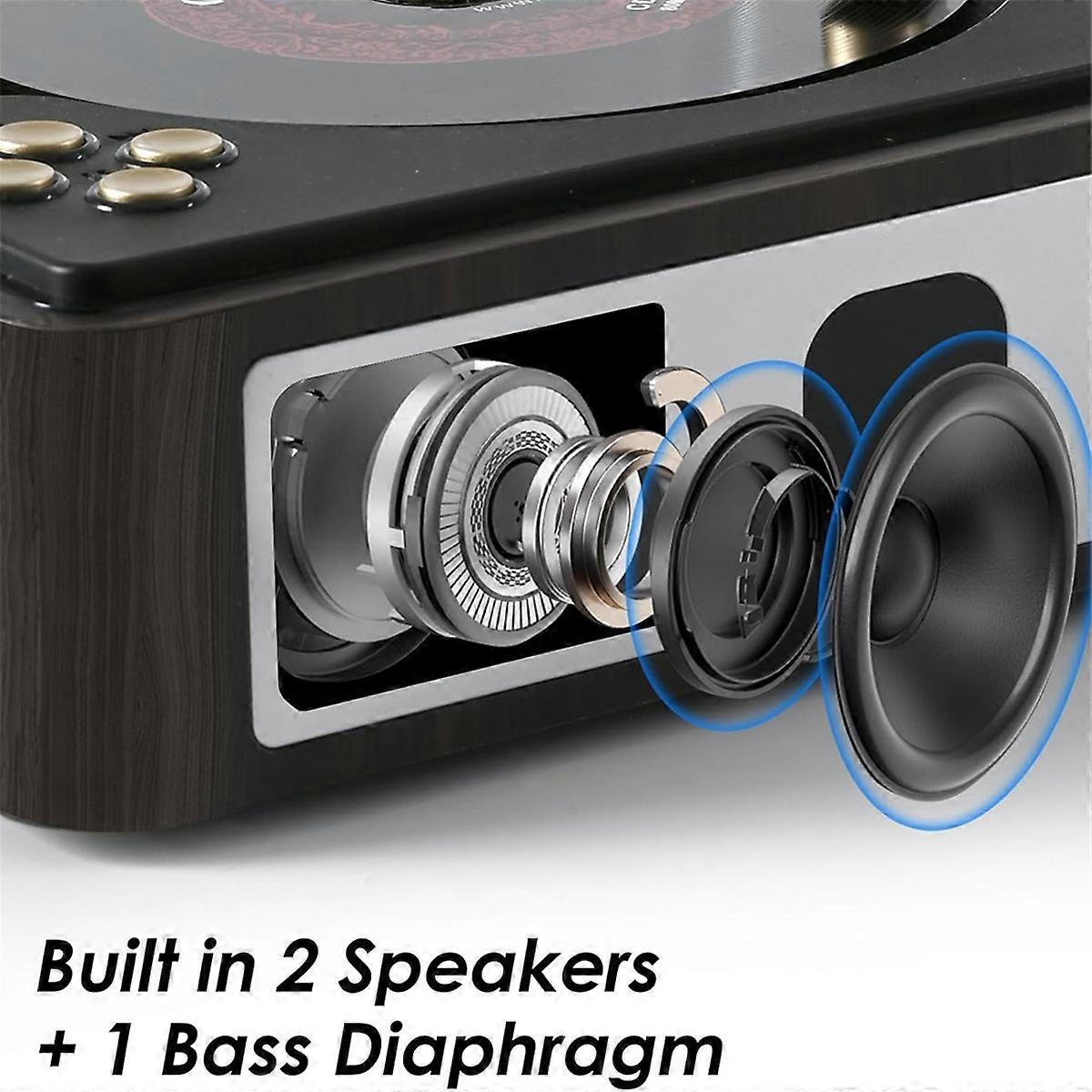 Bluetooth Desktop CD Players for Home Built-in Speakers Rechargeable Headphone Jack Vintage CD Play