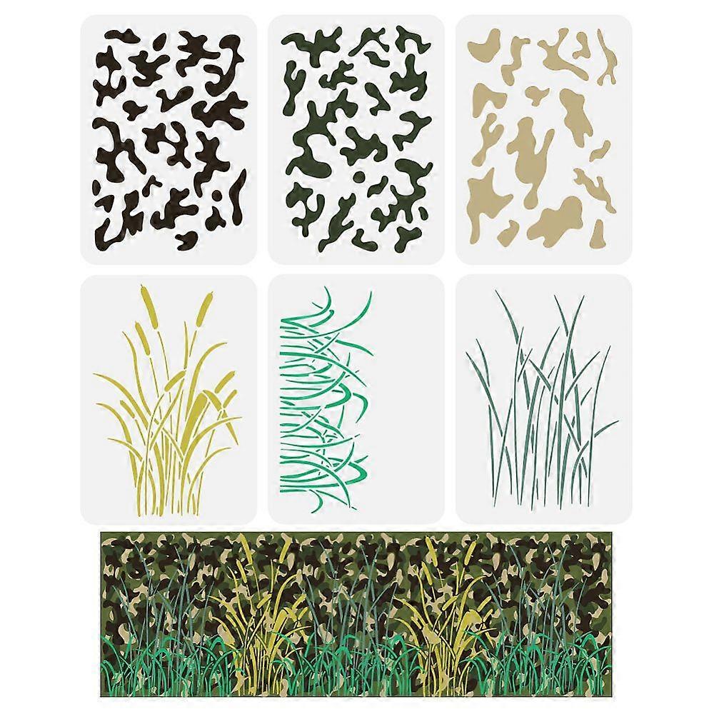 6Pcs 6 Styles PET Hollow Out Drawing Painting Stencils for DIY Scrapbook Photo Album Universe Pattern Camouflage 297x210mm 1pc/style