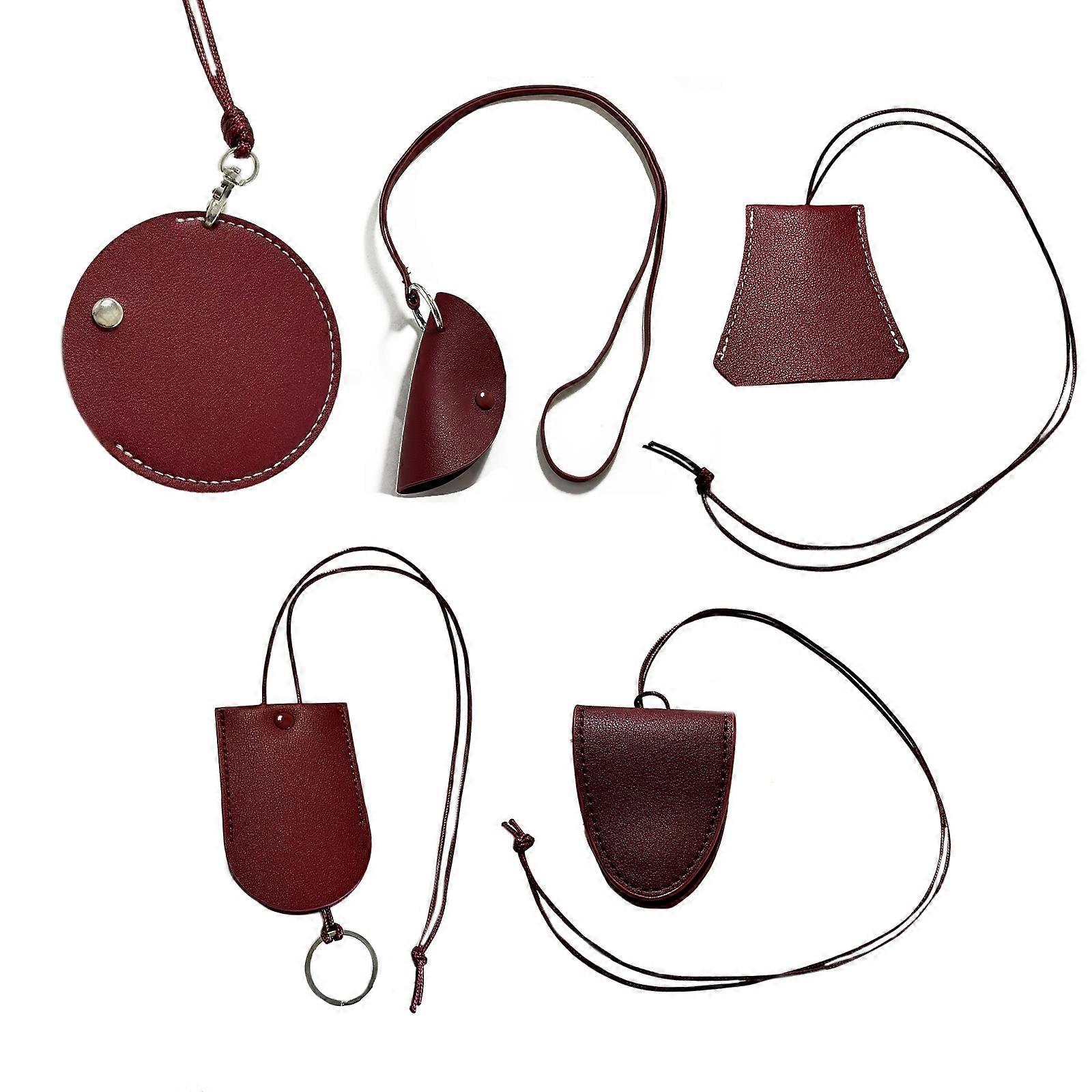 Multipurpose Leather Bag Practical Leather Bags with Secure Attachment for Organizing Earphone Glasess Item wine red