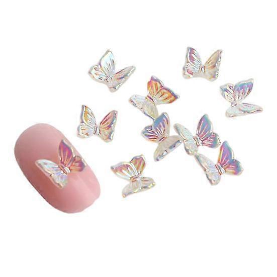 100Pcs Nail Decorations Realistic Looking Vibrant Color Exquisite Shape Fade-Resistant Wide Application Decorative Resin 3D Butterfly