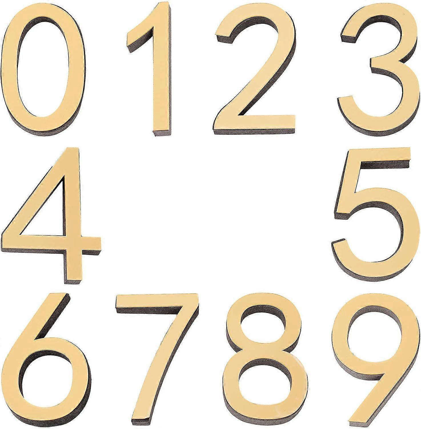 10 Pieces Mailbox Numbers 3 Inch Self-Adhesive Door House Numbers Street Address Numbers Stickers for Home Room Outside 0 to 9 (Gold)