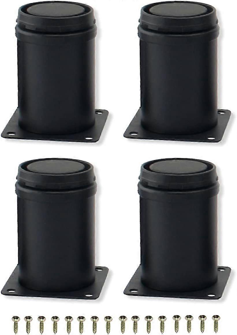 4pcs 20cm Noir Acier inoxydable réglable en métal Meubles Pieds