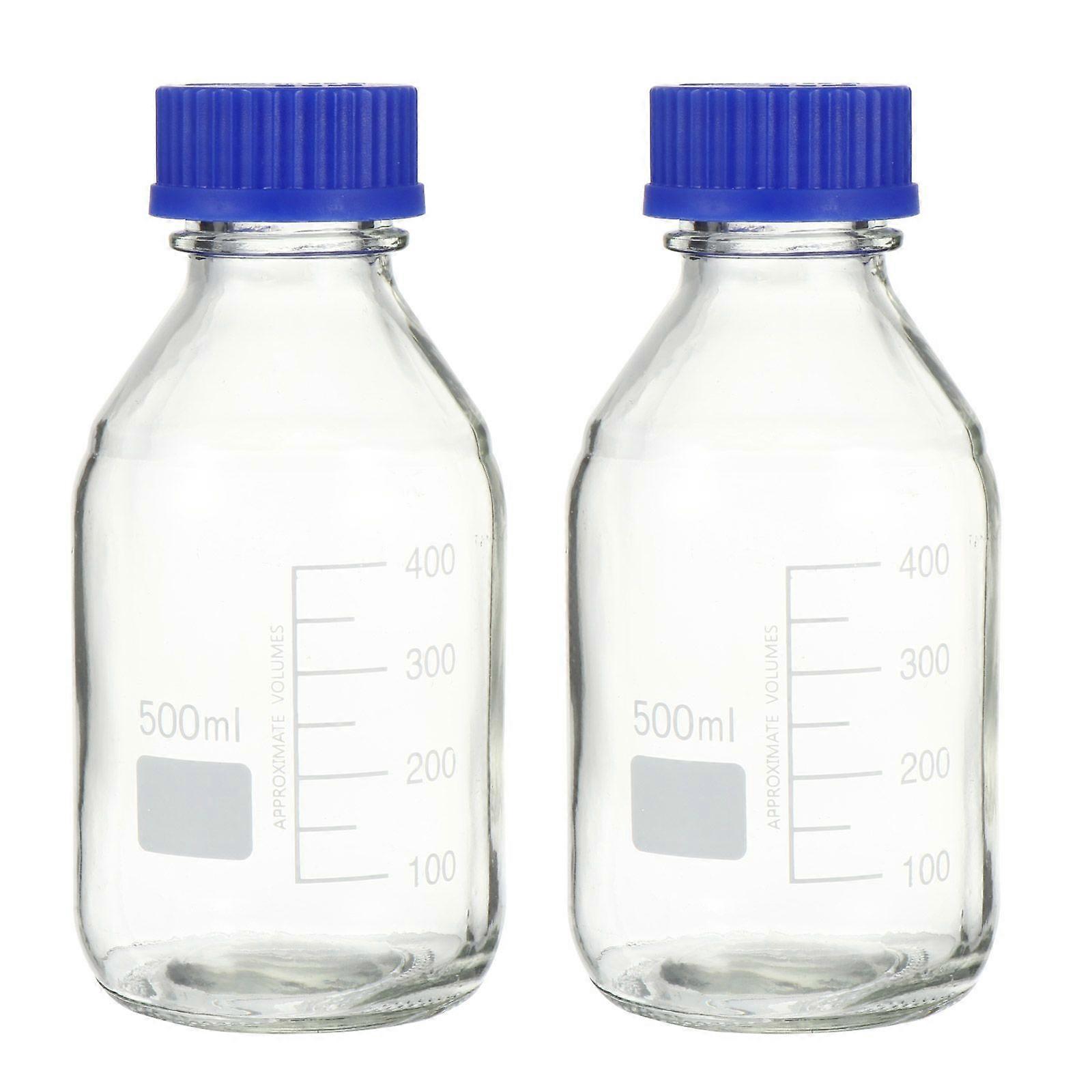 2stk 500 ml glas kemisk reagensflaske Laboratorieprøveforseglingsflaske