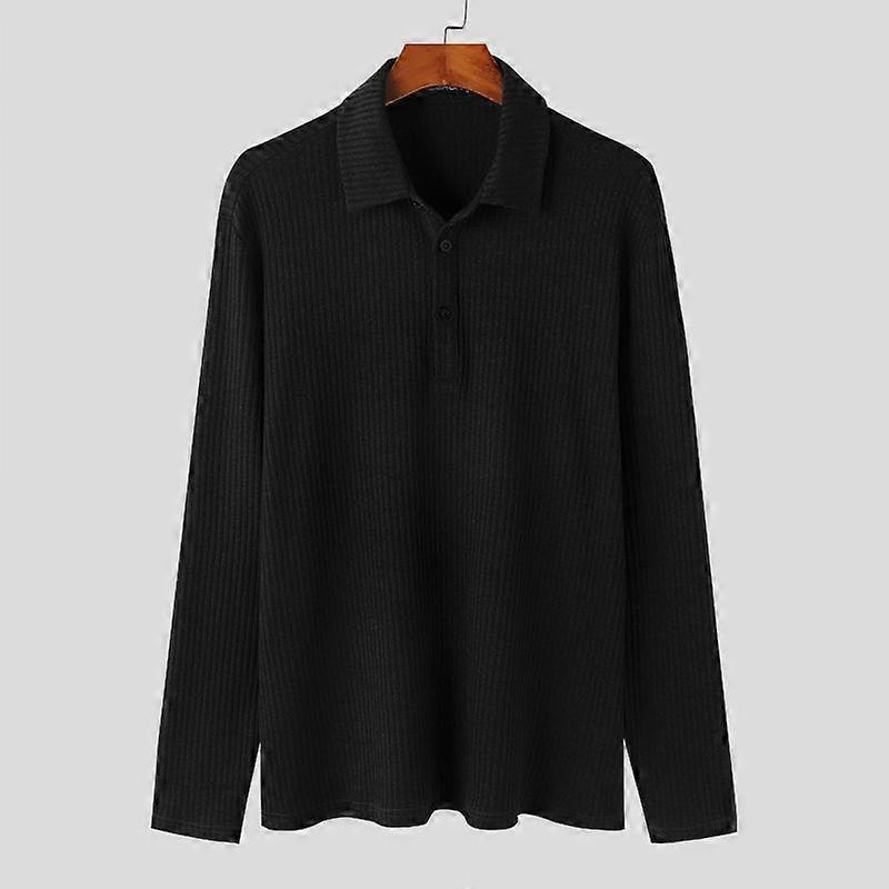 INCERUN Men Turn Down Collar Long Sleeve Knitted Sweaters Casual Spring Autumn Pullovers