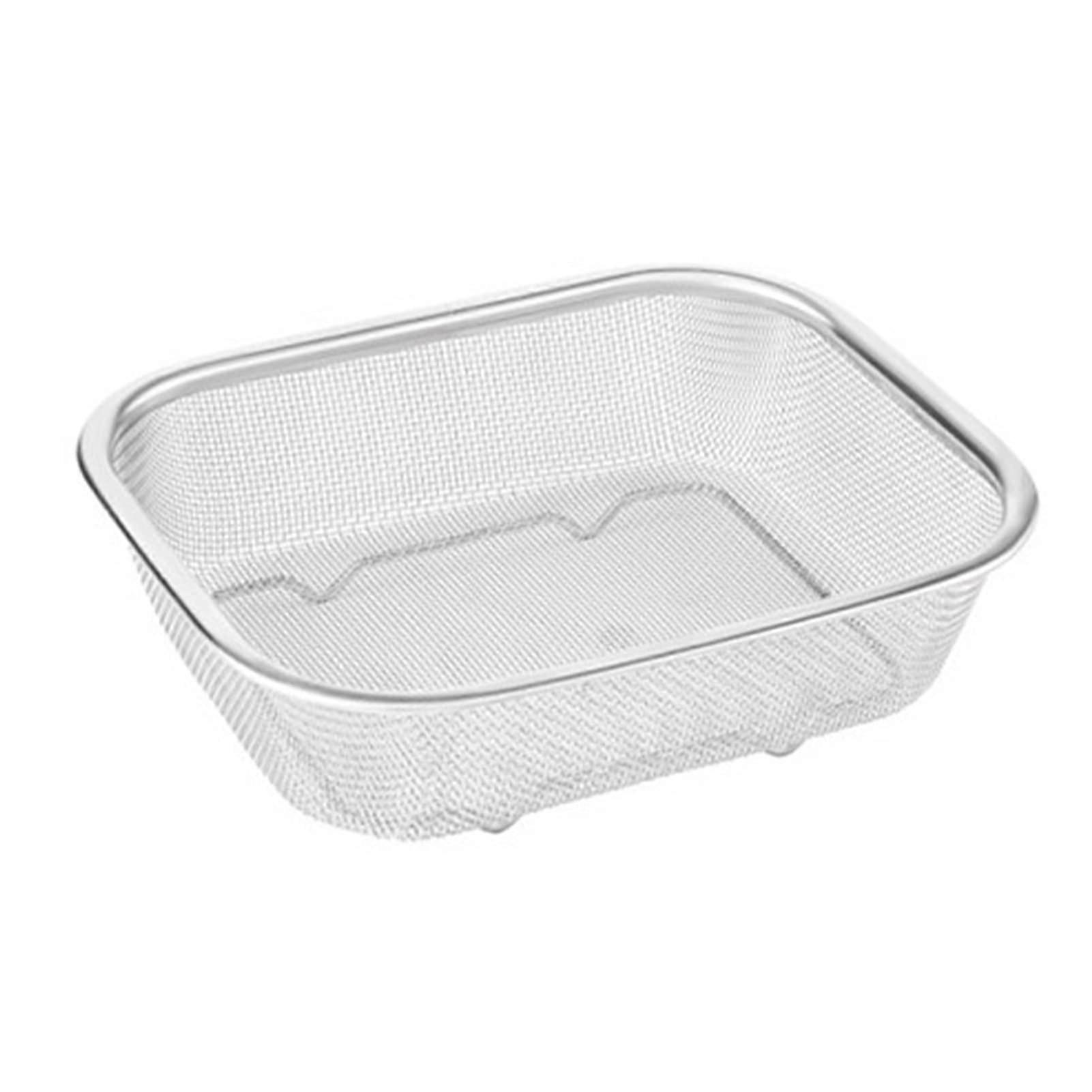 Stainless Steel Fine Mesh Basket Strainer Rectangular Colander for Vegetable and Fruit Sifting Kitchen Tool