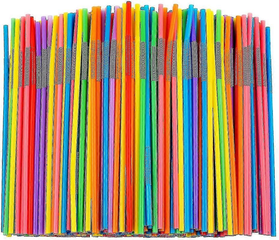 500 pailles flexibles en plastique colorées, jetables et sans BPA