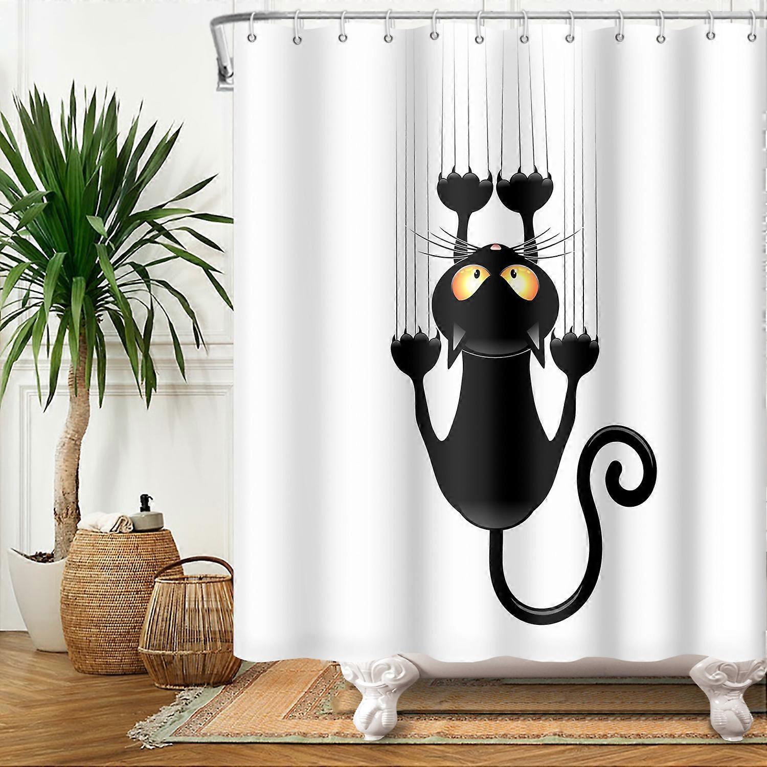 Funny Cat Shower Curtain, Animal Print Waterproof Shower Curtain