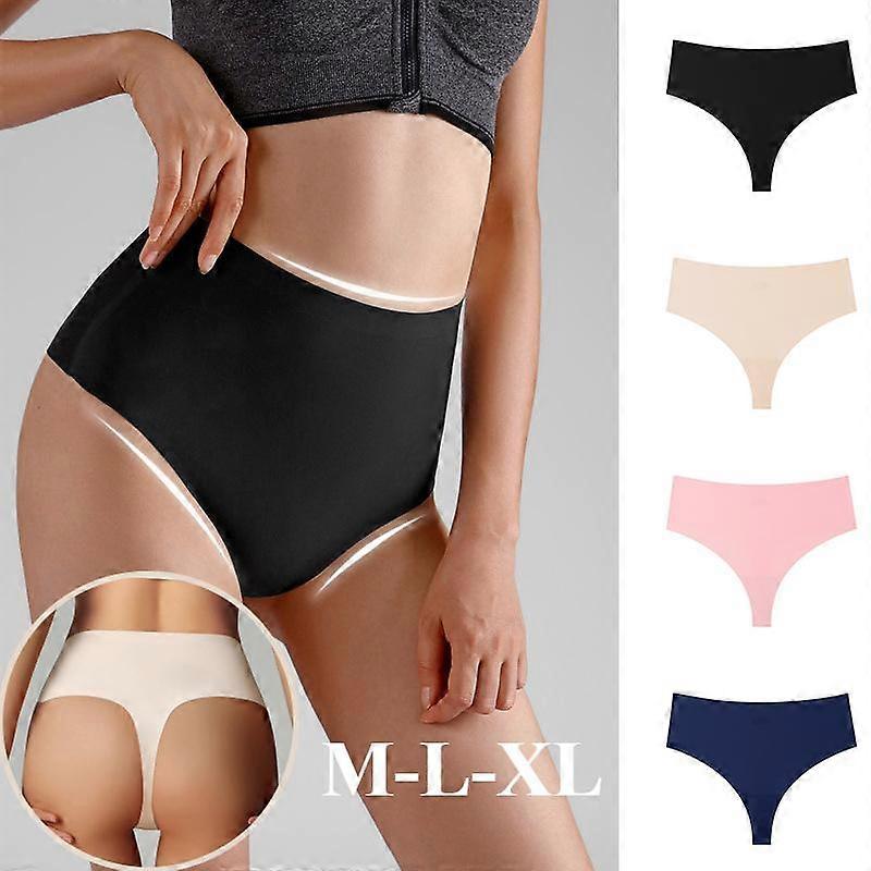 Women's Seamless High-waisted Thongs Panties Comfortable and Breathable Briefs Triangle 3D Cut G-string Underpants