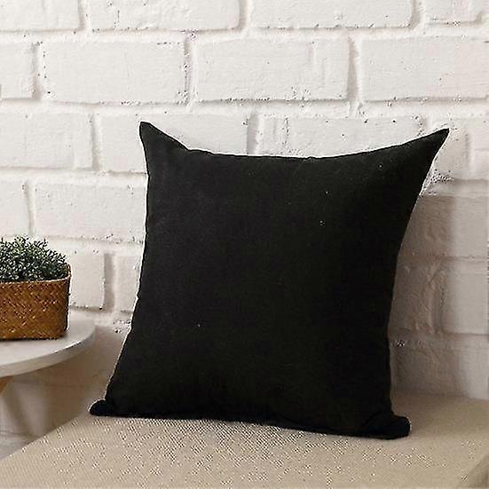 Plain Solid Color Throw Pillow Case Home Sofa Linen Cotton Square Cushion Cover