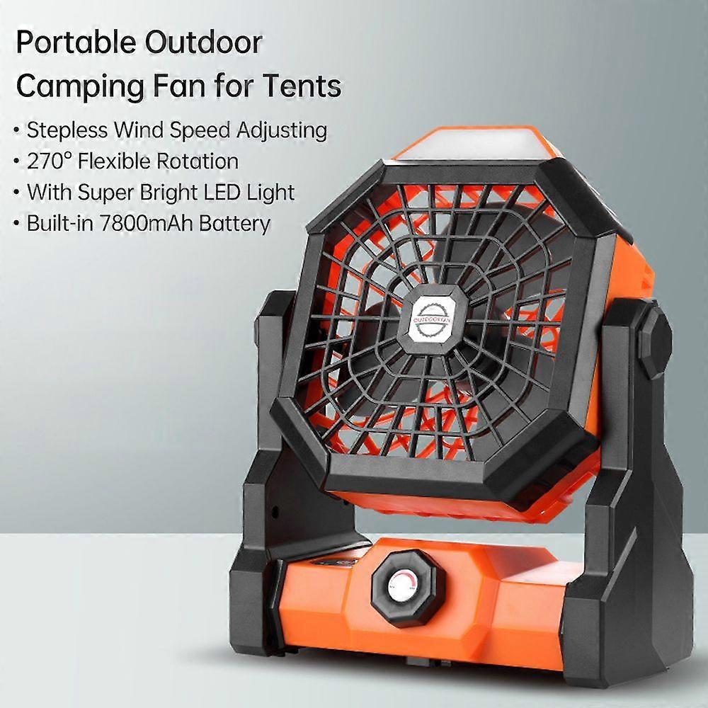 Aoresac Ventilatore da campeggio portatile all'aperto per tende Velocità continua regolabile 270 Rotazione con luce a LED e gancio per appendere 7800 mAh Funzionamento a batteria a basso rumore