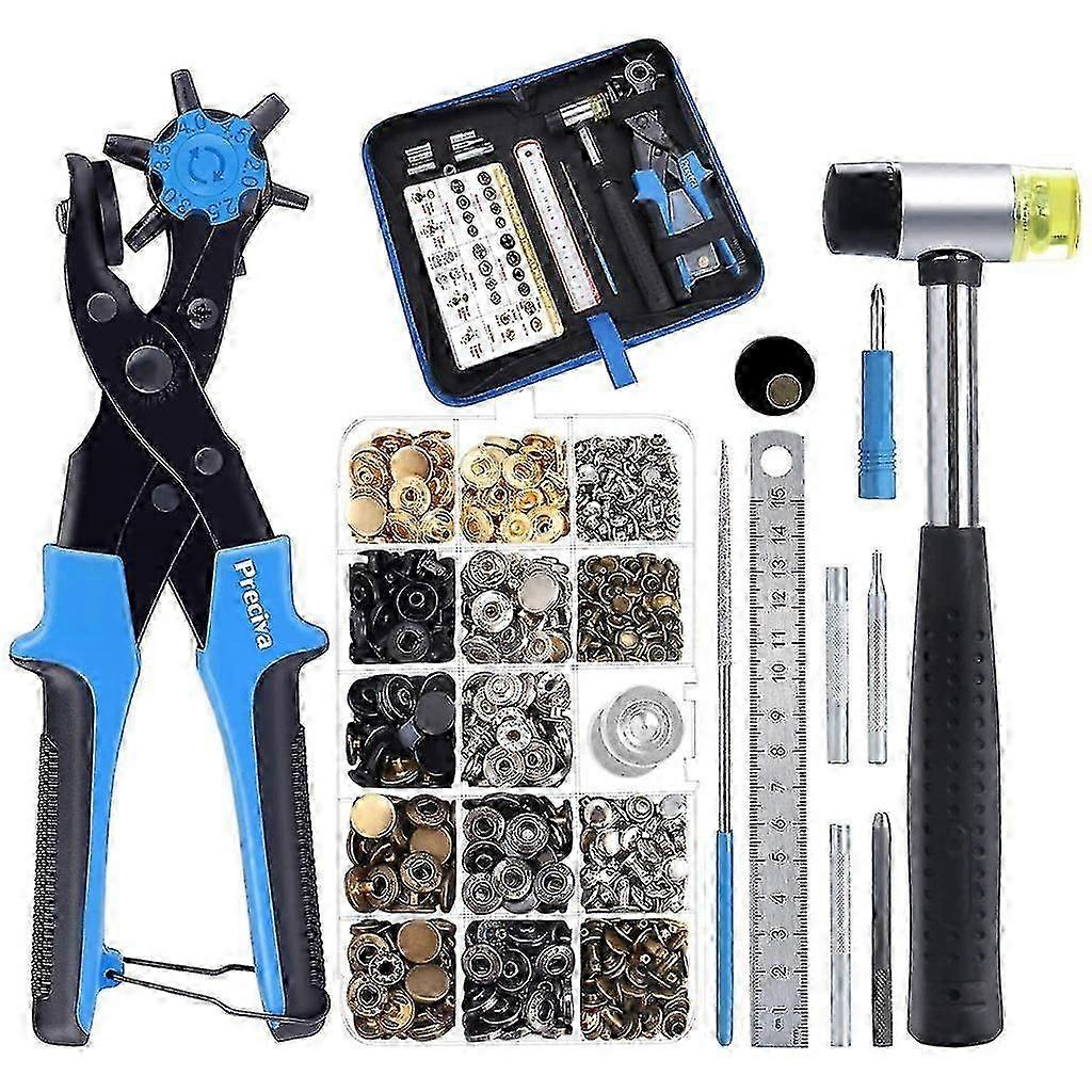 Rotary Leather Hole Punch Pliers & Snap Button Set for DIY Home Craft Projects