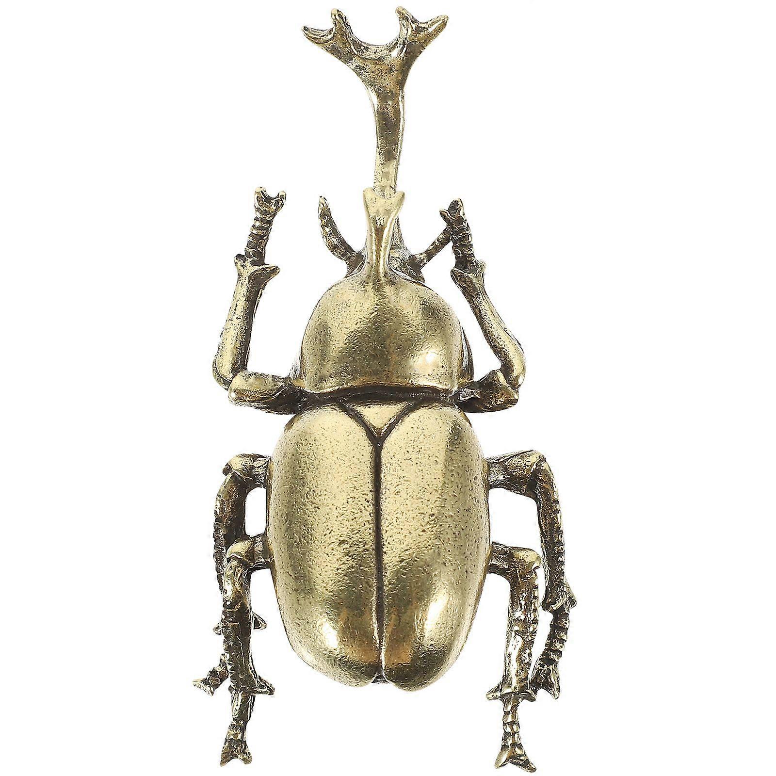 Solid Brass Decor Simulation Beetle Decorations Brass Beetle Miniature Insect Figurine
