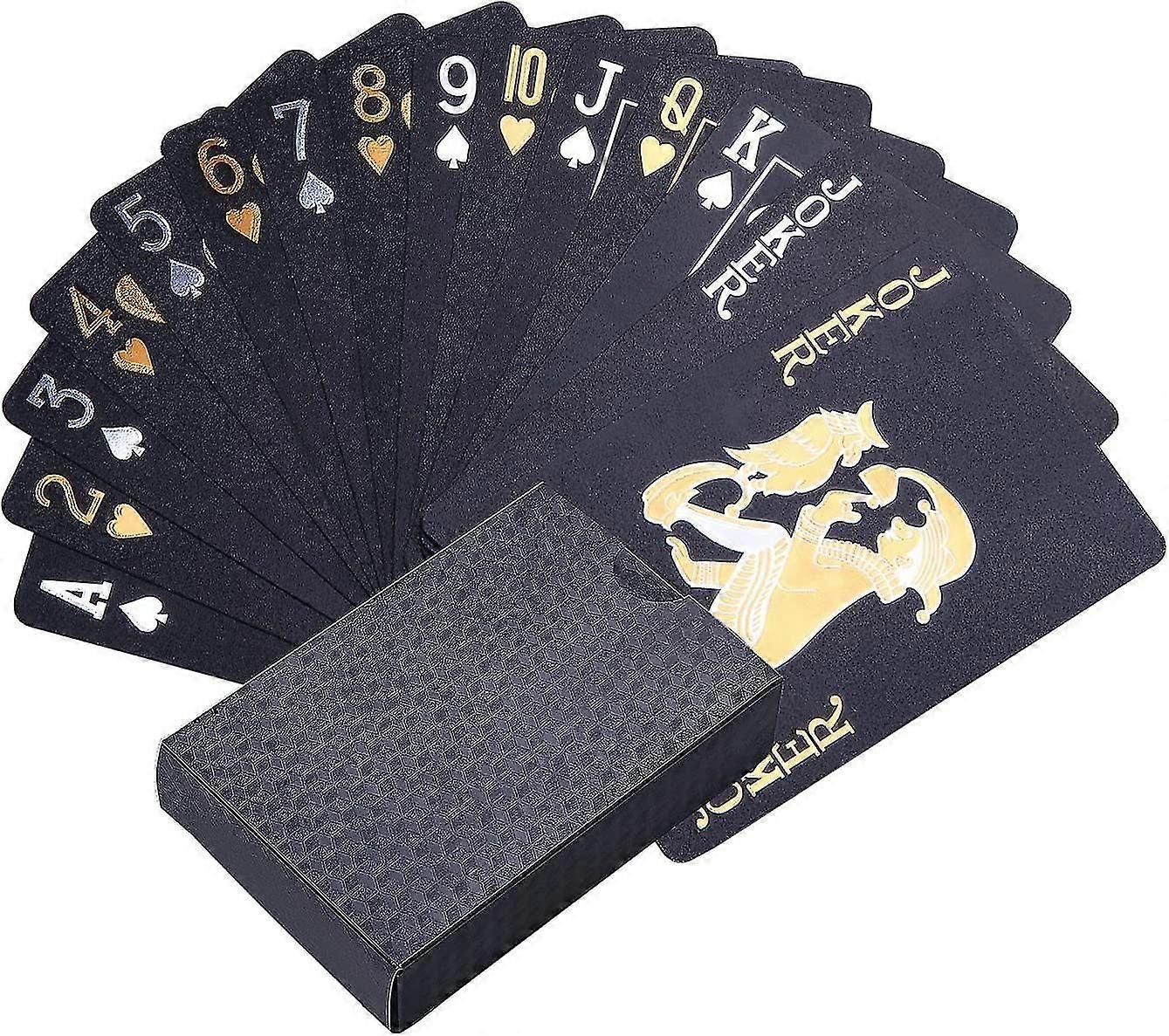 Black Playing Cards, Waterproof Cards With Cube Pattern On Back Of Cards, Deck Of Cards With Box For Cards Game, Magic And Party