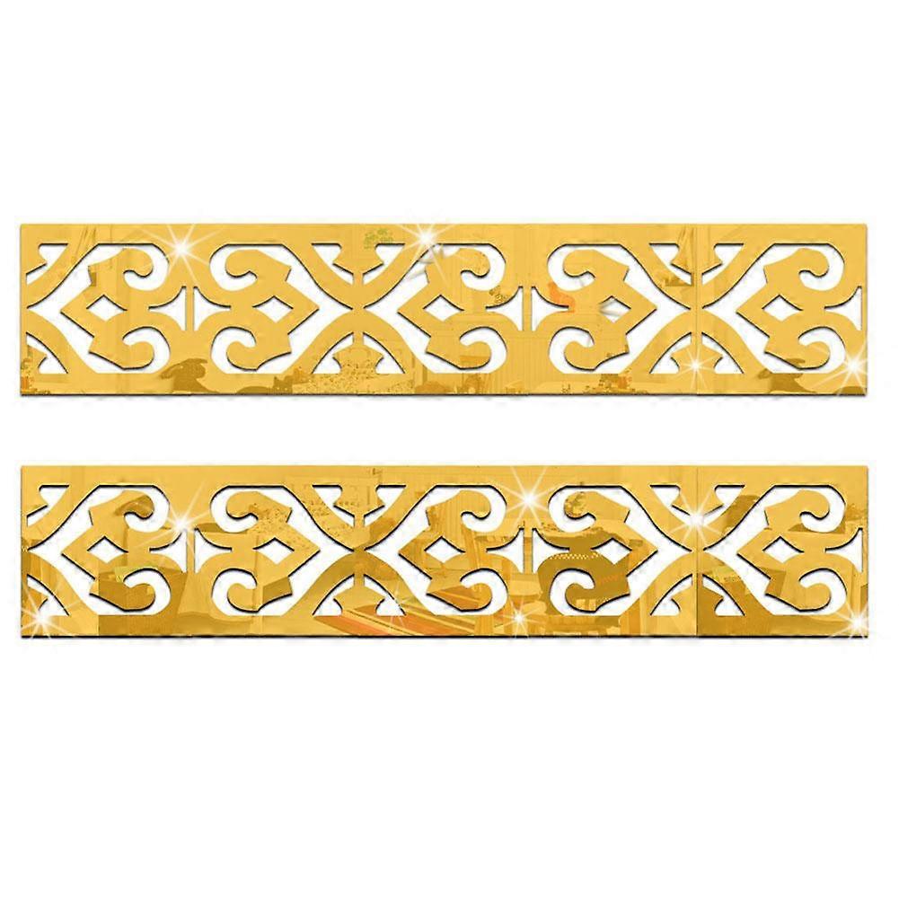 10Pcs Acrylic Mirror Waistline Three-Dimensional Wall Stickers Decal Ceiling Decor(Gold,A)