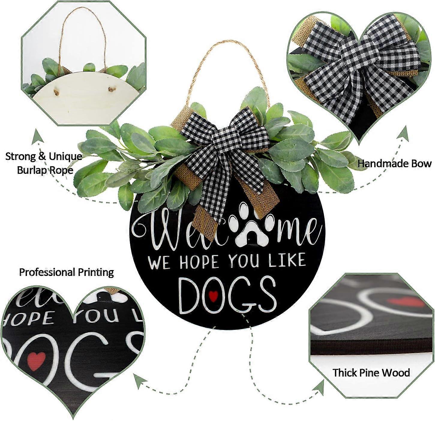 Rustic Eucalyptus Dog Paw Welcome Sign