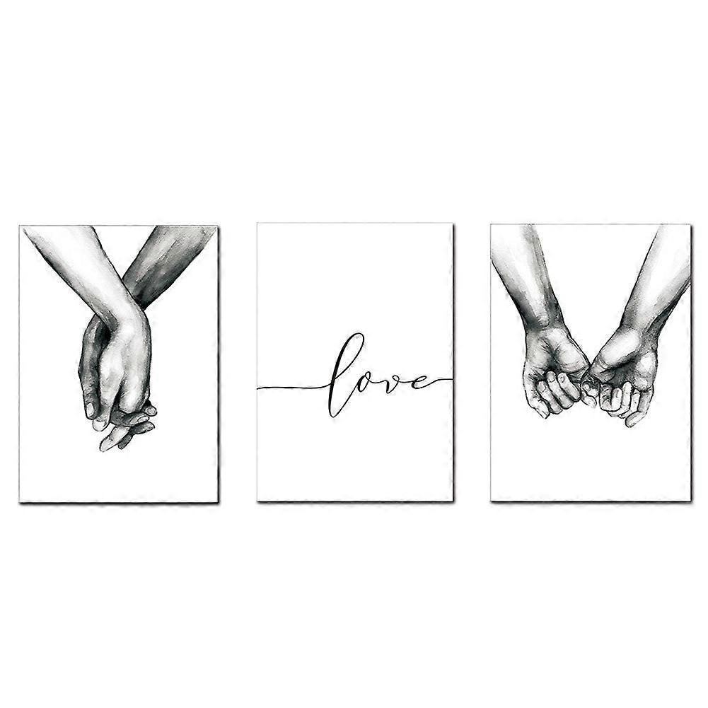 3Pcs 21x30cm Simple Abstract Hand Letter Wall Art Canvas Painting Home Decoration Modern Style