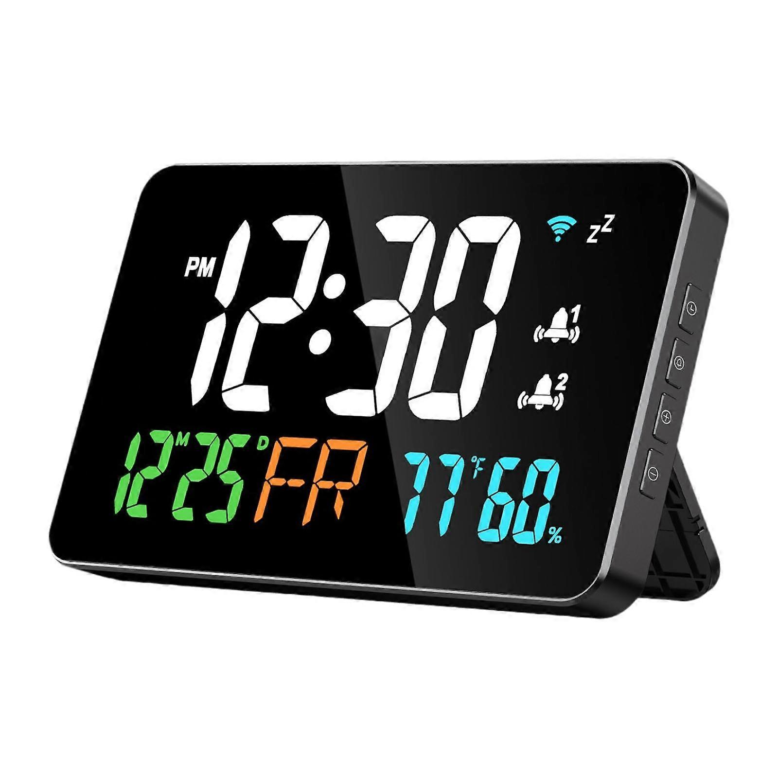 Orologio digitale con data umidità Moderno app Display Sveglia a ripetizione Orologio da parete a LED