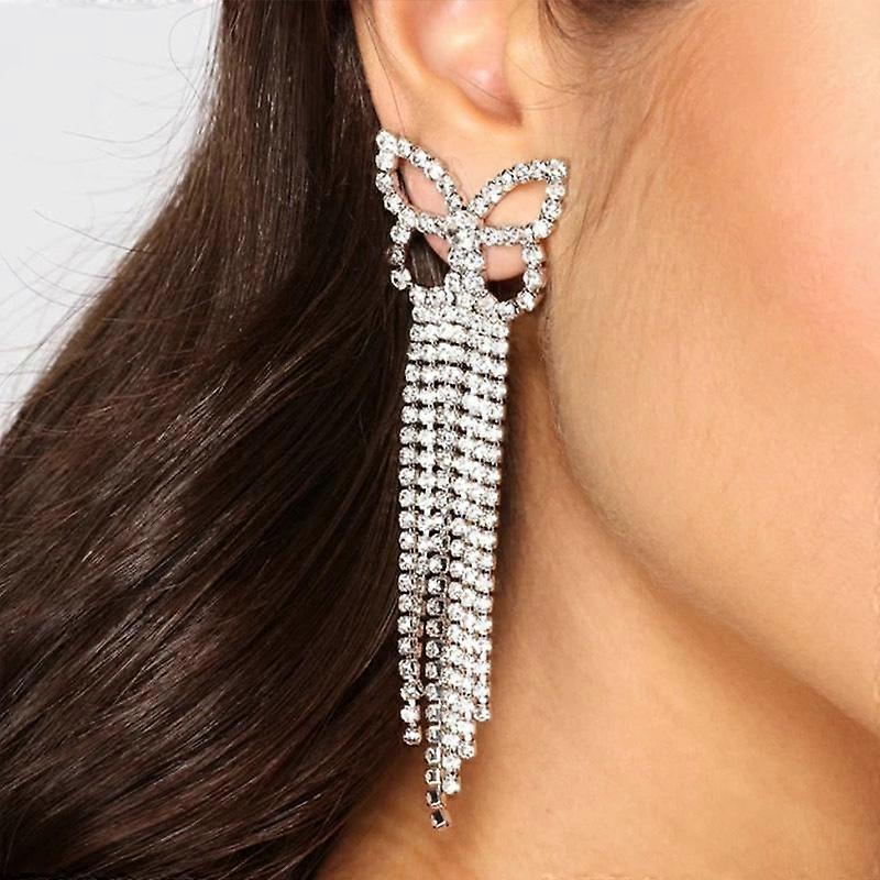 Shining and wild long diamond ears ring girl