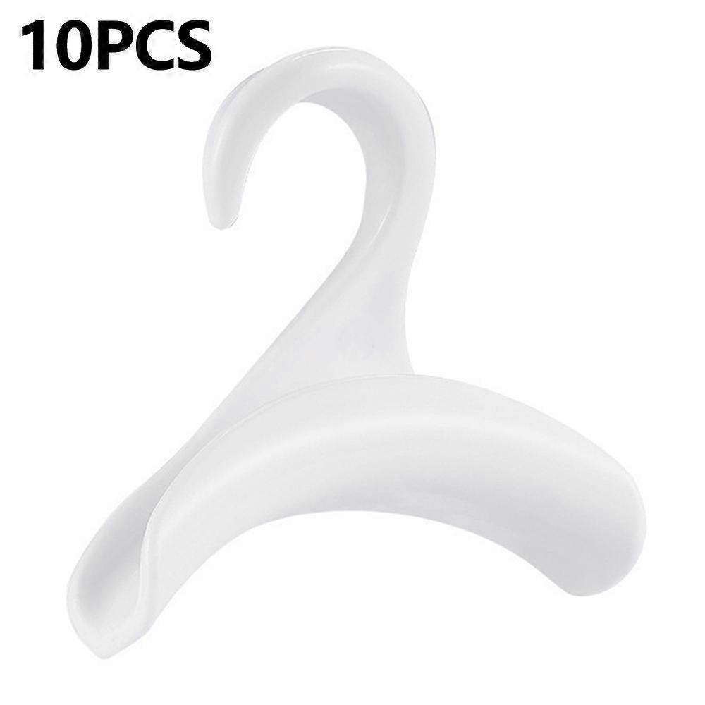 10Pcs Arched PP Hooks Wardrobe Organizer Handbag Scarf Hat Storage Hanger-White