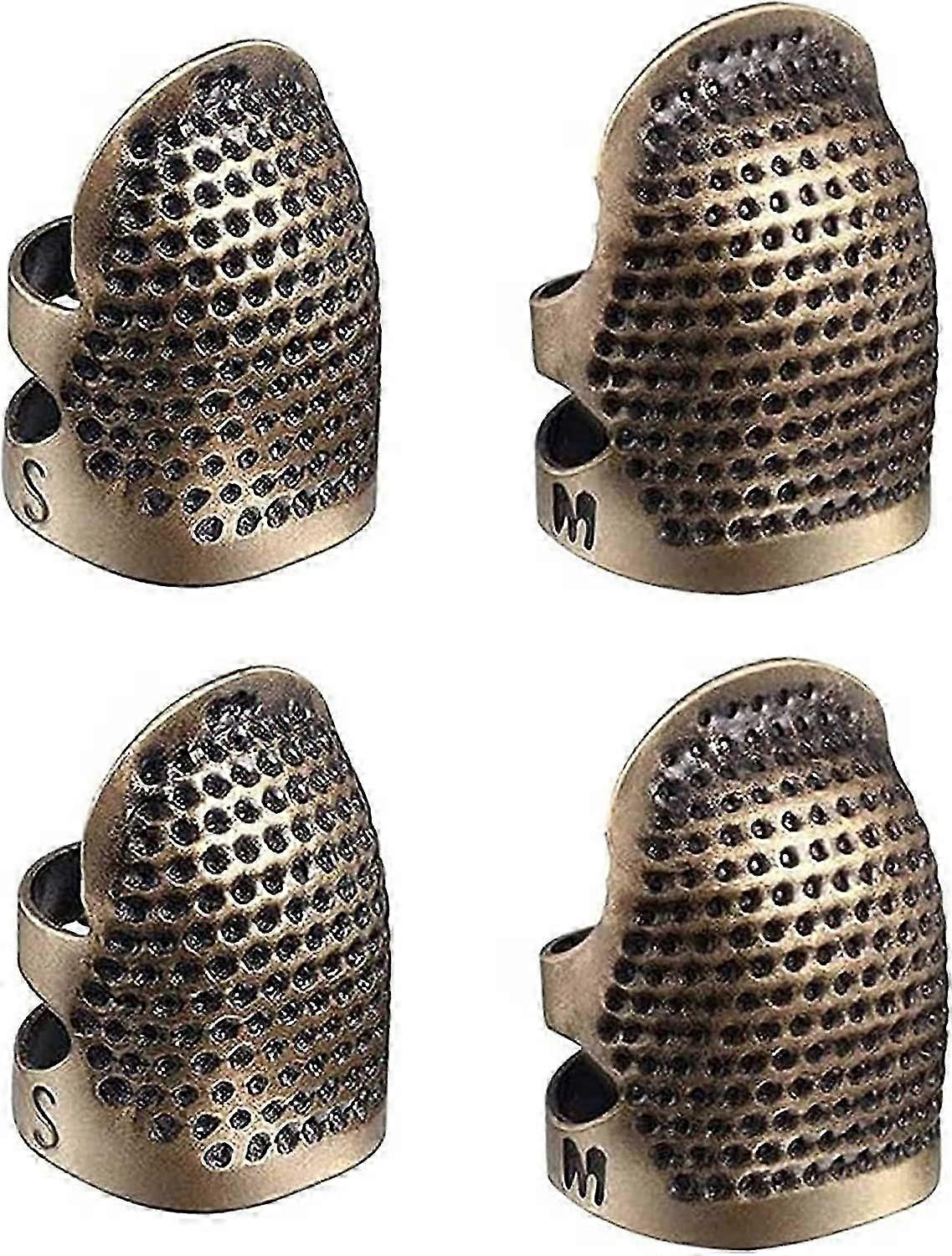 4pcs Sewing Thimbles, Metal Copper Sewing Thimbles Finger Protector, Two Sizes 4pcs