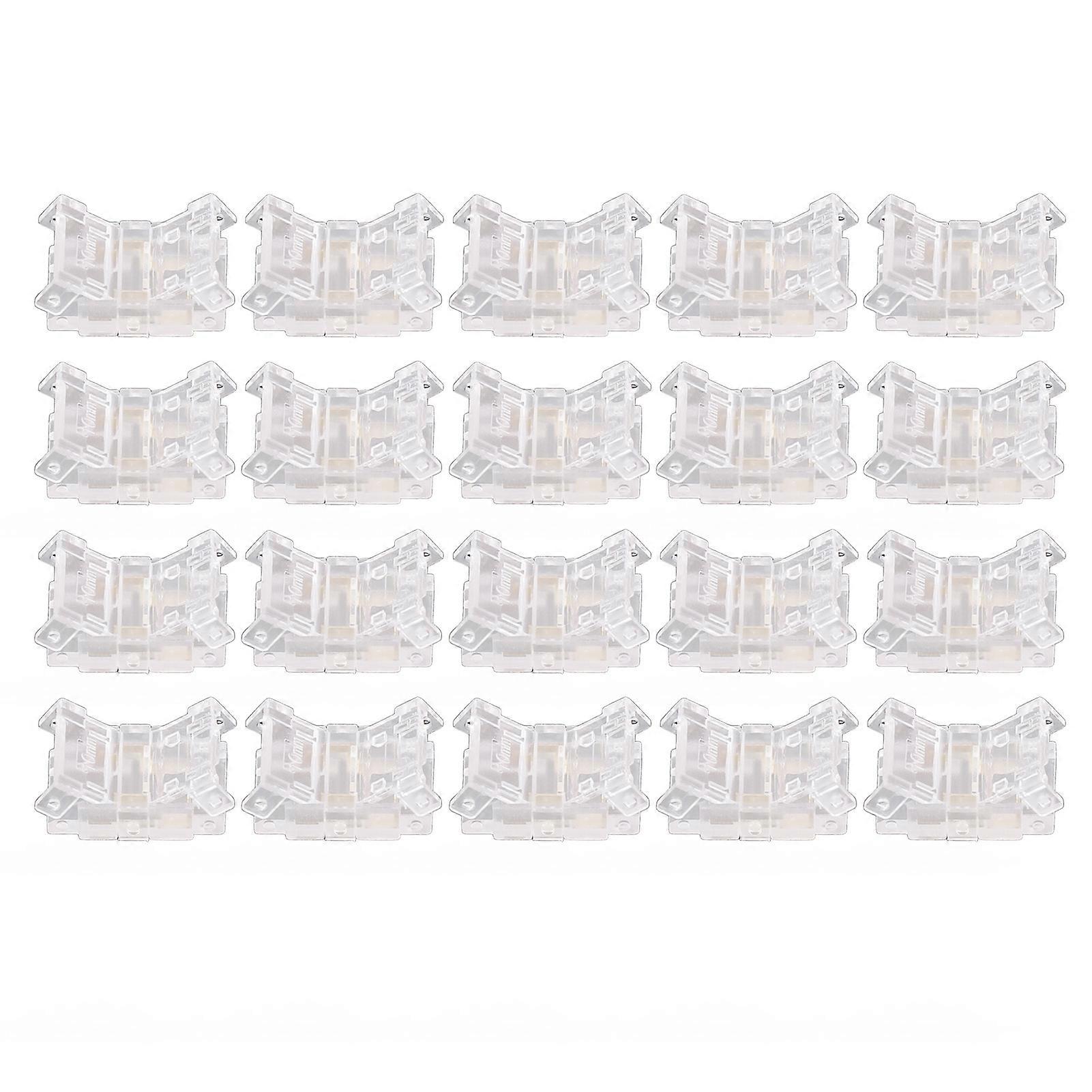 20PCS LED Strip to Wire Connector 2 Pin Transparent Solderless Gapless LED Adapter Connectors