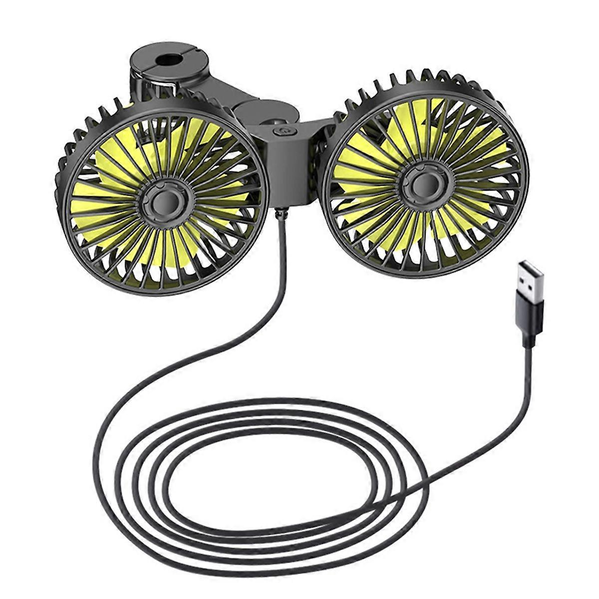 USB Car Cooling Fans for Backseat, Dual Head Car Fan
