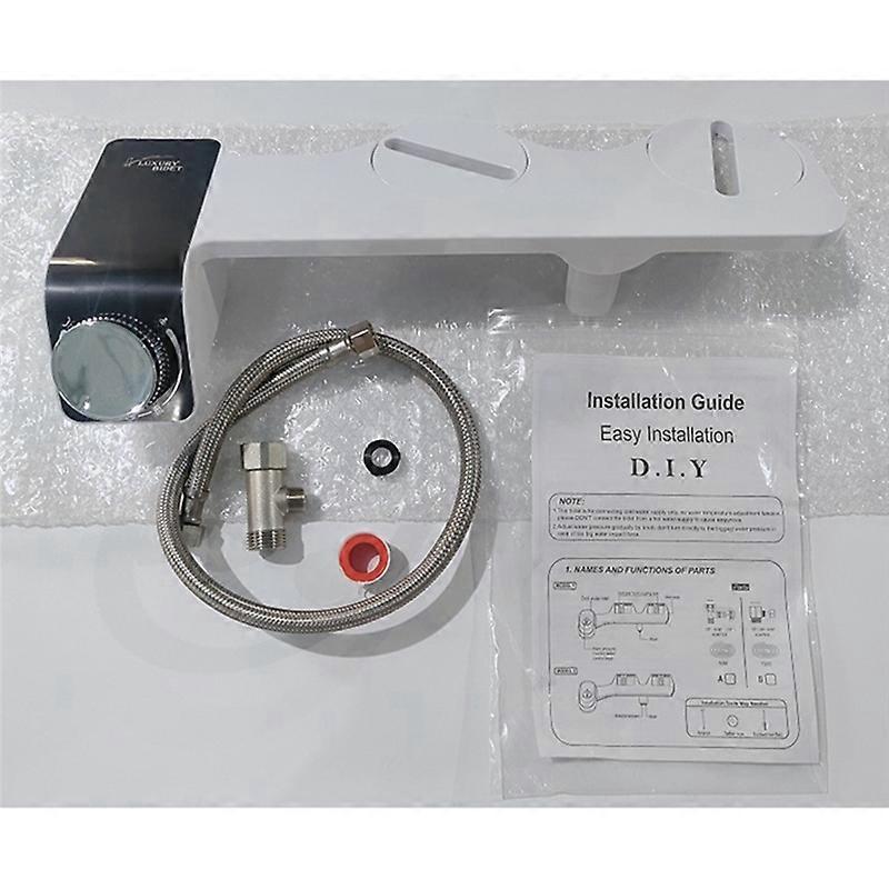 Bidet Ultra-Slim Toilet Double Nozzle Spiral Adjustable with Hose, B