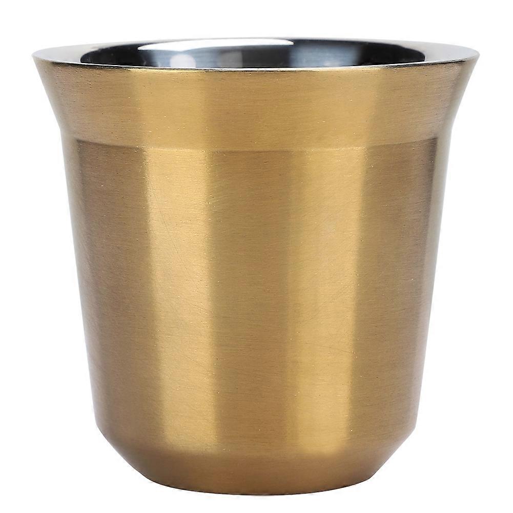304 Stainless Steel Double Layer Insulated Coffee Mug for Home Cafe, Gold