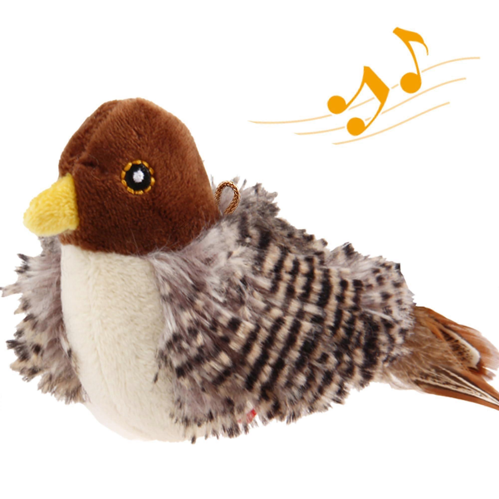 Chirping Bird Cat Toys for Indoor Cats, Interactive Feather Toy with Realistic Squeaky Sound, Automatic Kicker for Cat Exercise
