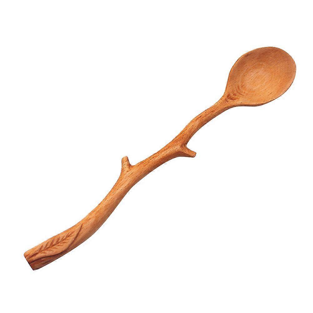 Japanese Style Beech Spoons Branch Shape Long Handle Scoop Coffee Stirring Spoon Tableware