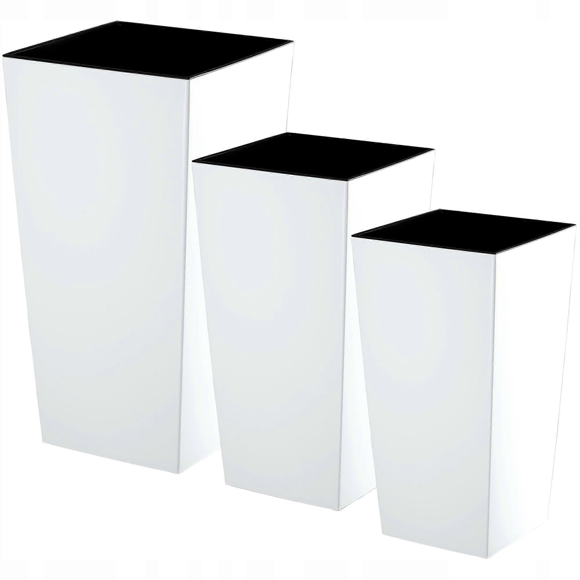 KADAX Set of 3 White Flower Pots with Inserts 57cm High Garden Elegant