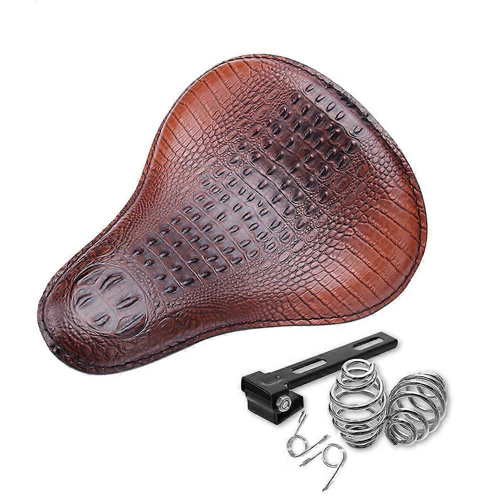 Leather Universal Crocodile Style Custom Motorcycle Solo Seat for Chopper Bobber Cafe Racer 3'