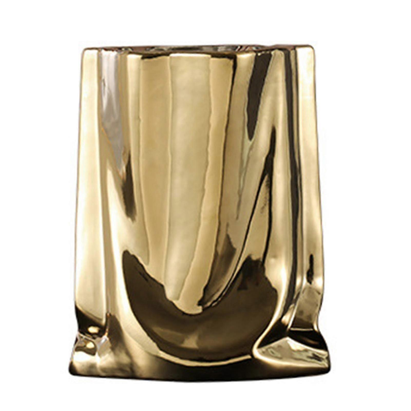 אגרטל פרחי קרמיקה גדול זהב וכסף בית חווה תפאורה מרכזי