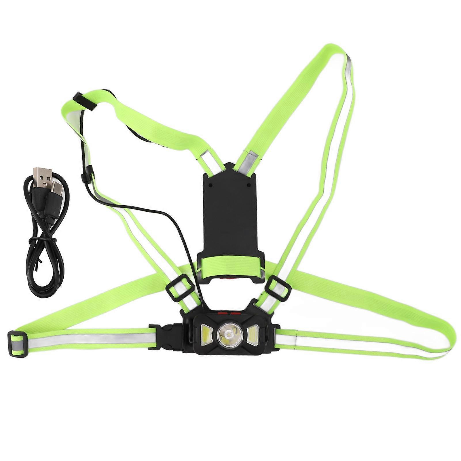 Rechargeable Outdoor Running Chest Light Jogging Cycling Safety Warning Lamp Adjustable Strap LED Front Light with Built-in Battery for Camping Hikin