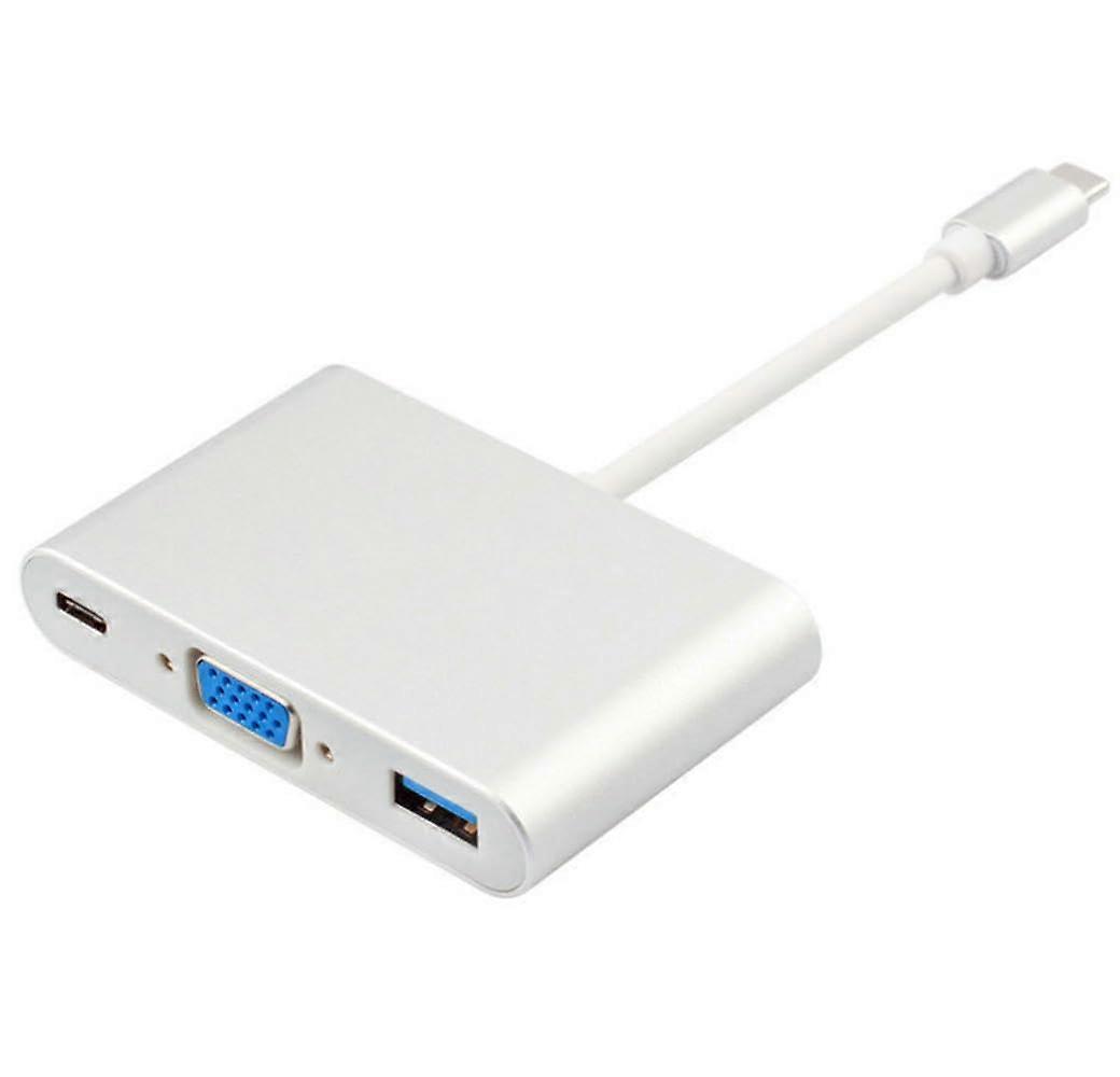 USB 3.1 Type C to VGA USB 3.0 3.1 USB C HD 3IN1 HUB Charging Port Adapter Cable Adapter