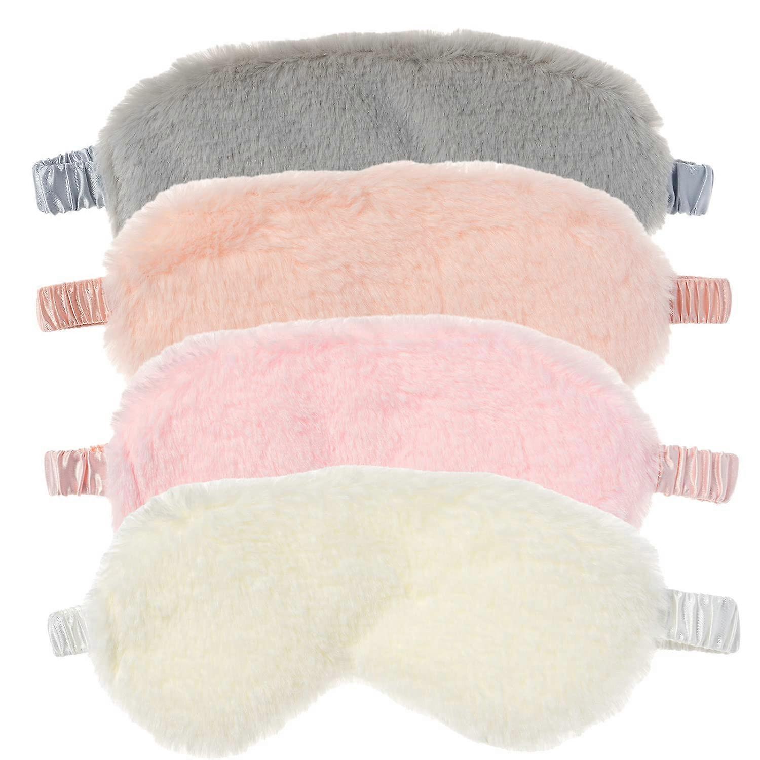 Plush Eye Mask for Sleeping with Soft Silk Back, Cozy Fluffy Design, Birthdays and Sleep Parties, Available in 4 Colors