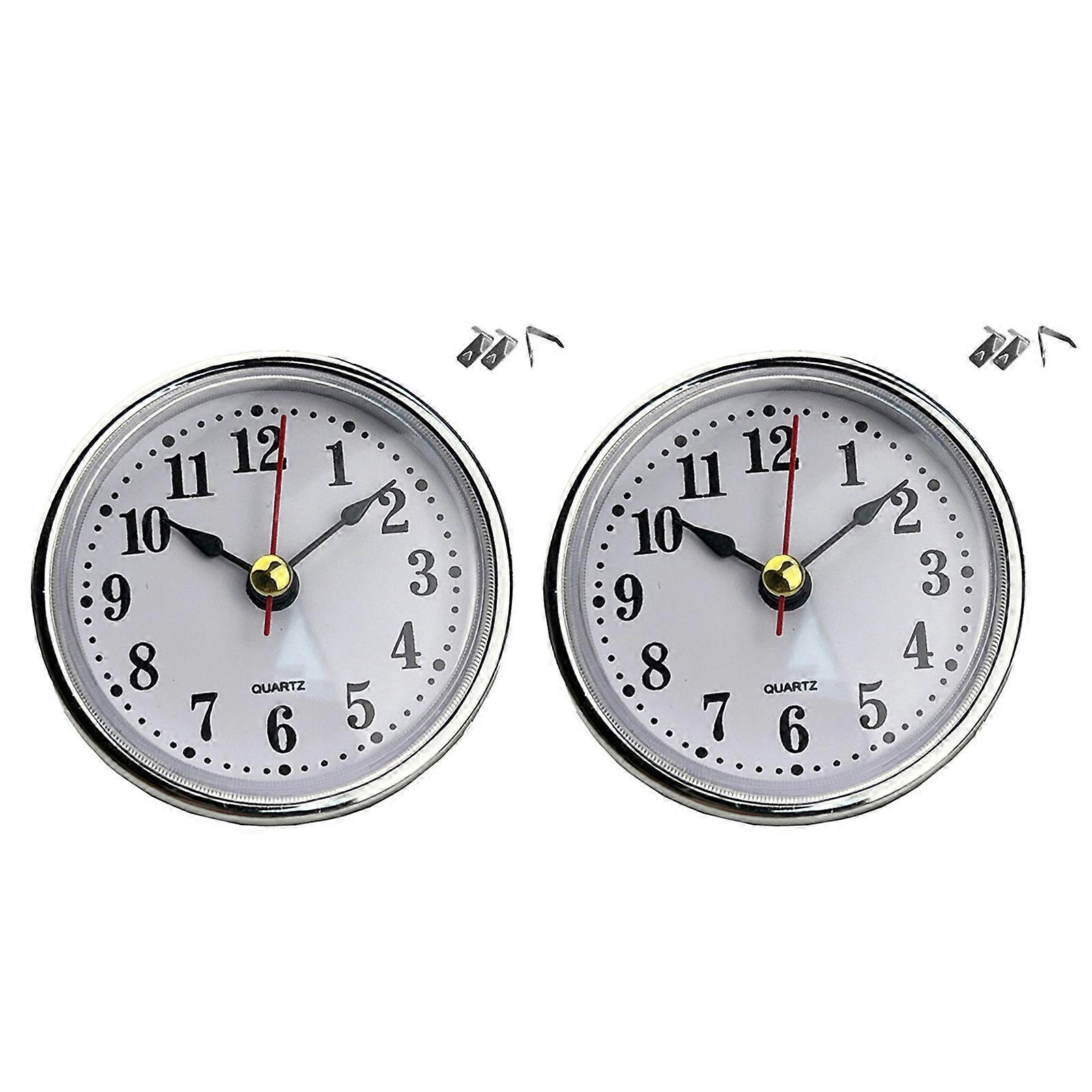 65mm Mini Clock Insert with Round Movement and Easy to Read Arabic/Optional Numerals in Gold/Silver